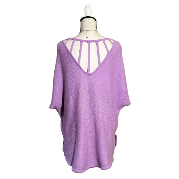 Allen B. by Allen Schwartz Women’s Cut Out Hi-Lo Purple Sweater with Side Slits - Picture 2 of 2